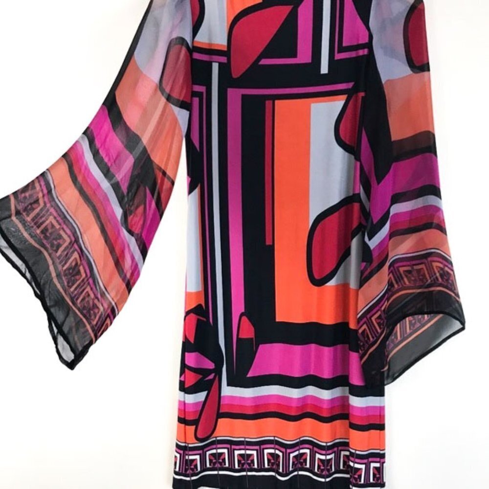 Analili bright retro dress with sheer sleeves - Picture 7 of 12